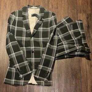 ASOS Stylish Deep Green and White Plaid Men's Suit